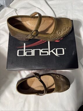 Dansko Savanna Leather Mary Jane Clogs Olive EU36/US5.5–6 Comfort Shoes Nurse